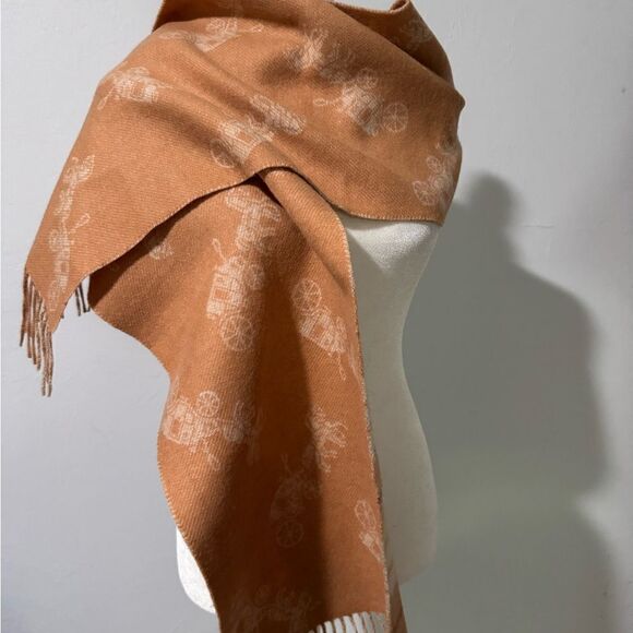 Coach NWT reversible scarf plaid fringe,  horse and carriage print wool,cashmere - Picture 8 of 8